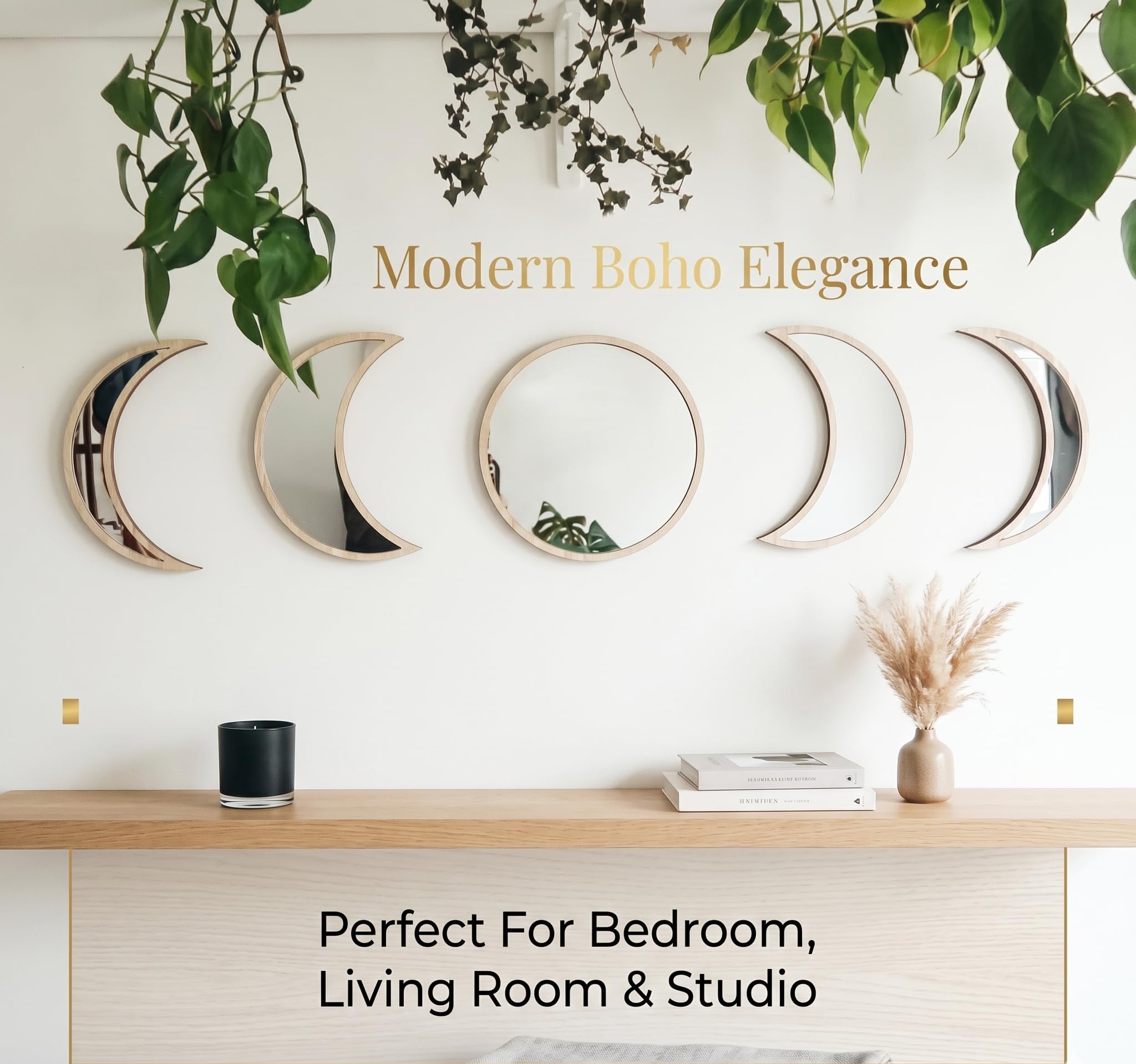 Moon Phase Mirror Set - Aesthetic Wall Decor -8