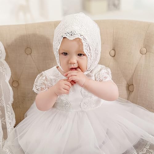 Miniatura 3 de Limlope Vestidos de bautismo para niñas y bebés, 3 piezas, formales, para bautizo, ocasiones especiales, para fiestas