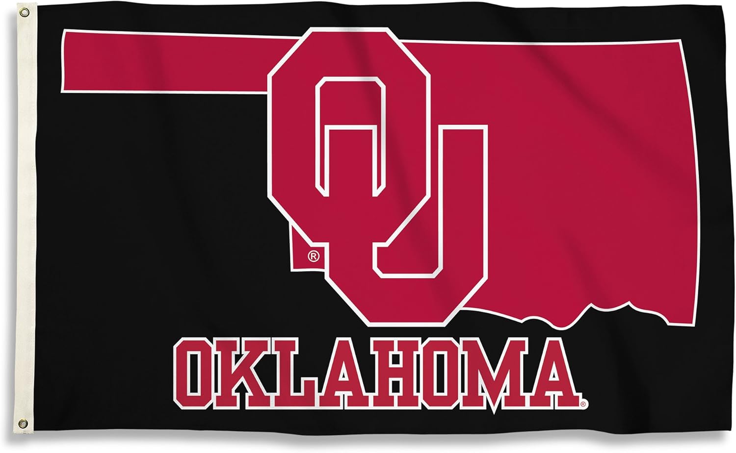 BSI PRODUCTS, INC. - Oklahoma Sooners 3’ x 5’ Flag with Grommets - OU Football, Basketball and Baseball Pride - Indoor and Outdoor Gift Idea - Black