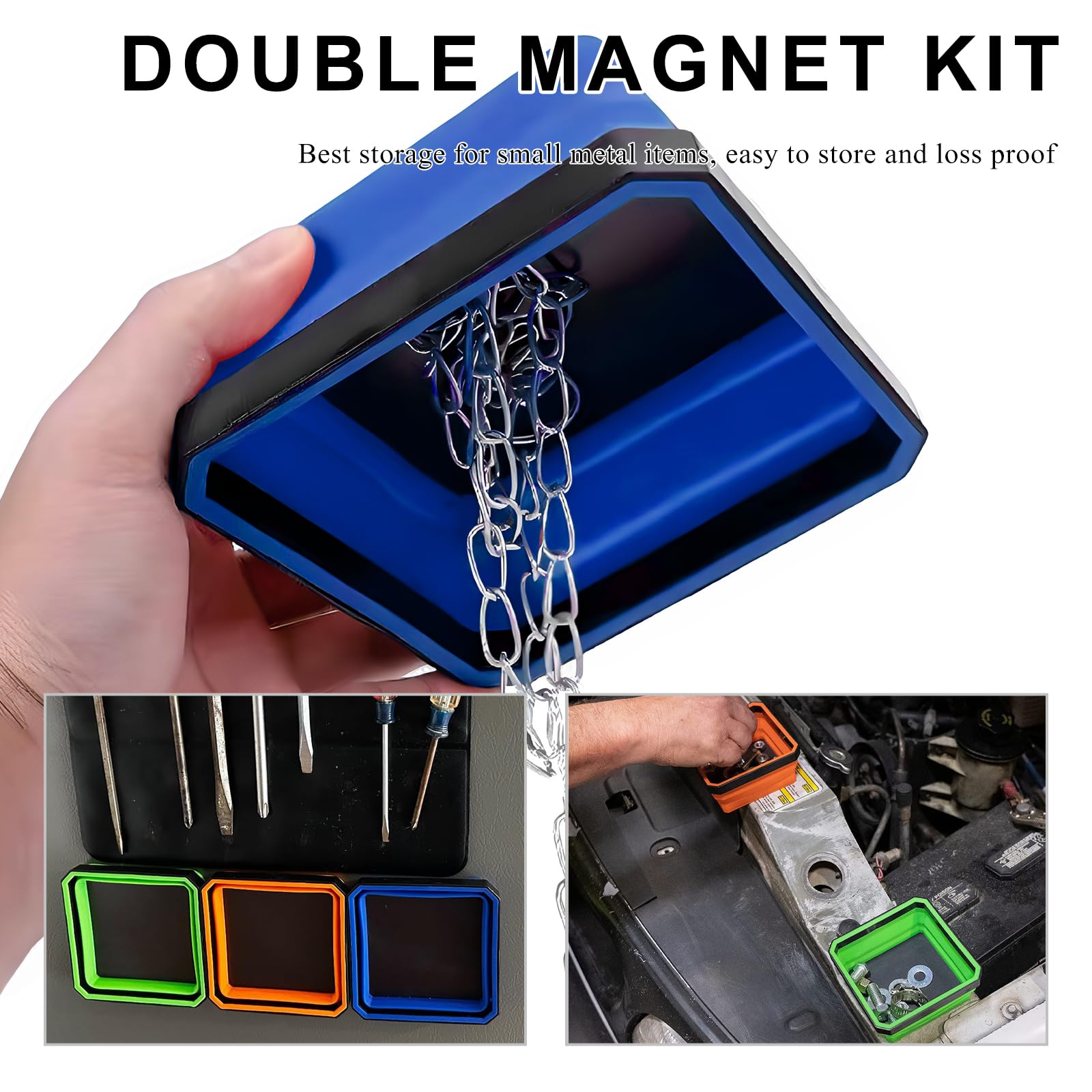 Vassoio magnetico pieghevole per parti, 11,4 cm, ciotole pieghevoli in silicone con base magnetica su entrambi i lati, organizer per parti per bulloni, dadi, rondelle, spilli, viti, accessori