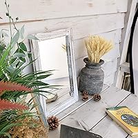 Vista 6 de AAZZKANG Espejo de pared rústico con marco de madera rectangular para colgar en casa de campo o baño, sala de estar o dormitorio decoración