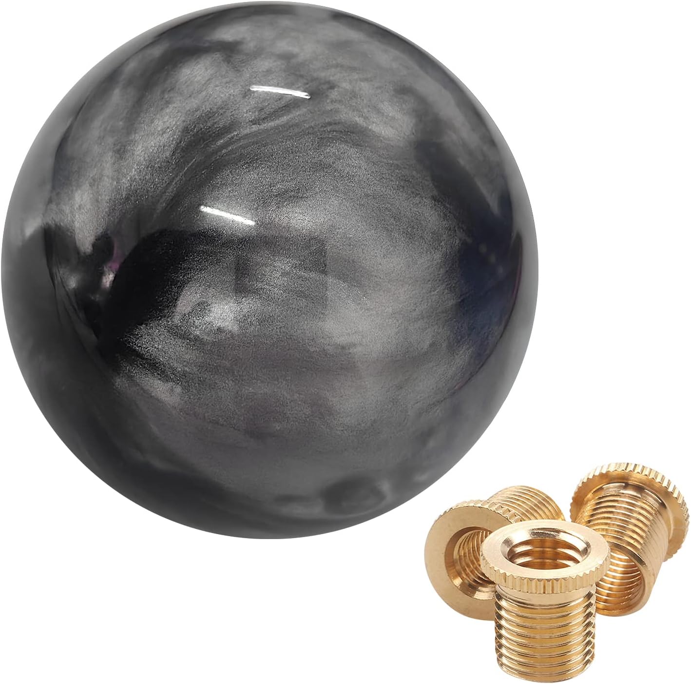 ATNVIDSG Round Ball Marble Style Shift Knob Universal Manual Shift Knob Spherical Marble Style Shift knob with 3 Adapters M8x1.25, M10x1.25, M10x1.5 (Grey)
