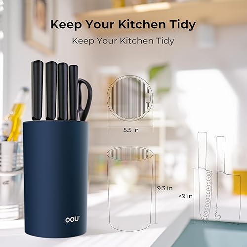 Miniatura 5 de OOU - Soporte universal para cuchillos  Almacenamiento redondo de cuchillos de cocina, diseño único de ranura para proteger las cuchillas,