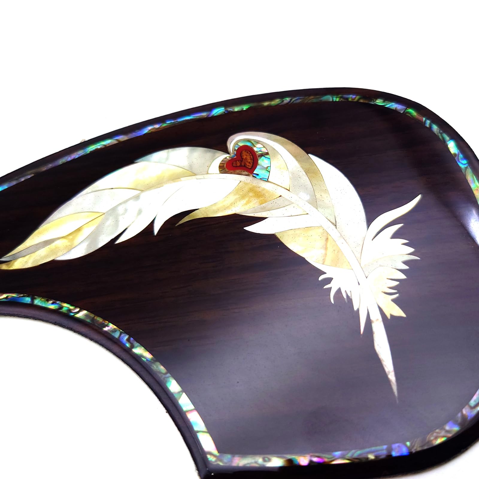 Soild Wood Acoustic Guitar Pickguard with Solid Wood Inlaid Inlaid Abalone Flower Self-adhesive for Martin D-45 for Taylor Guitar or 40-43 Inches Classical Folk Acoustic Guitar Scratch Plate (27)