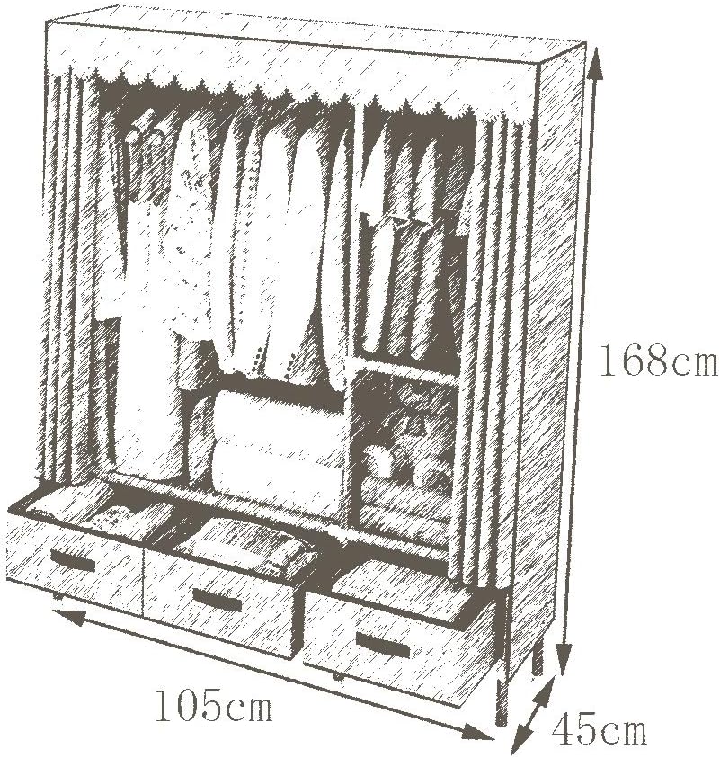 Cloth Wardrobe Clothes Closet, Portable Closet Wardrobe Storage Closet Standing Closet Fabric Cabinet Portable Wardrobe,Khaki_105x45x168cm