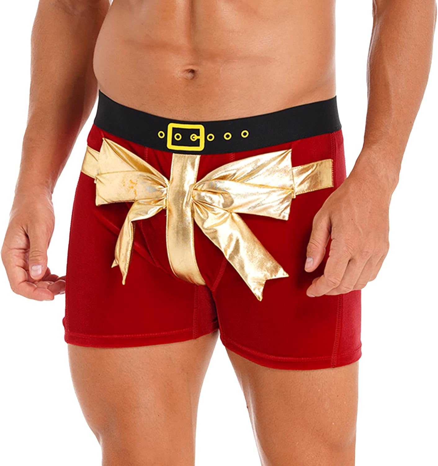 Mens Christmas Holiday Boxer Shorts Flannel Santa Claus Boxers Trunks Underwear