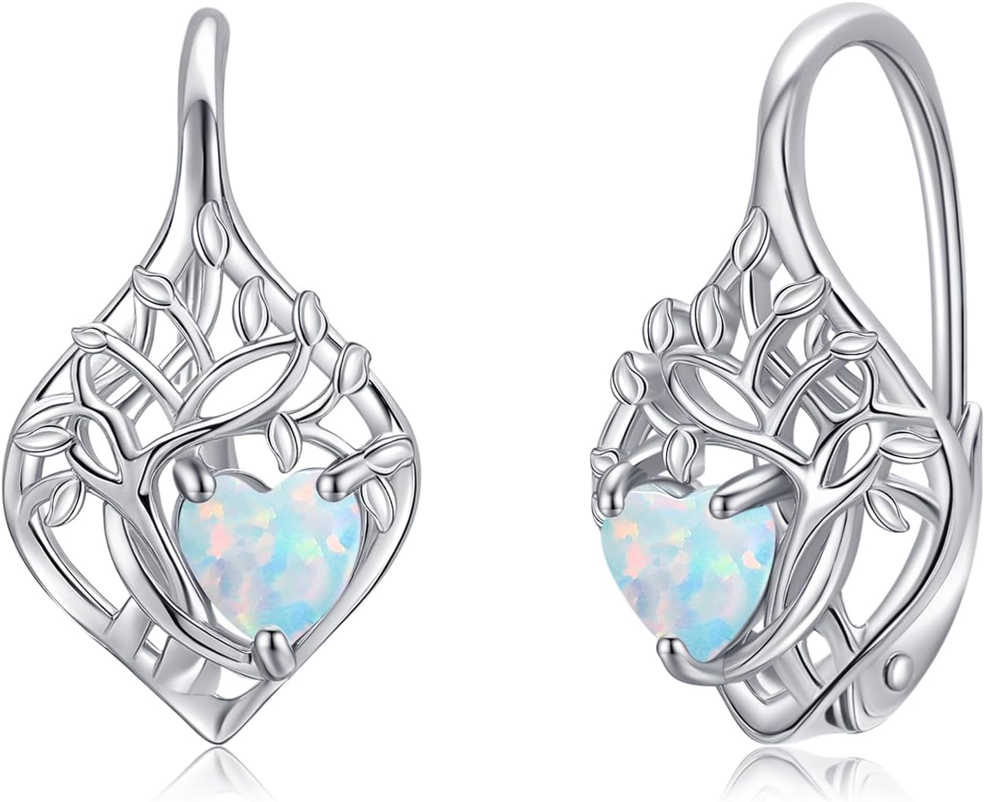 Tree of Life Earrings Sterling Silver Created Opal Earrings Tree of Life Jewelry Gifts for Women