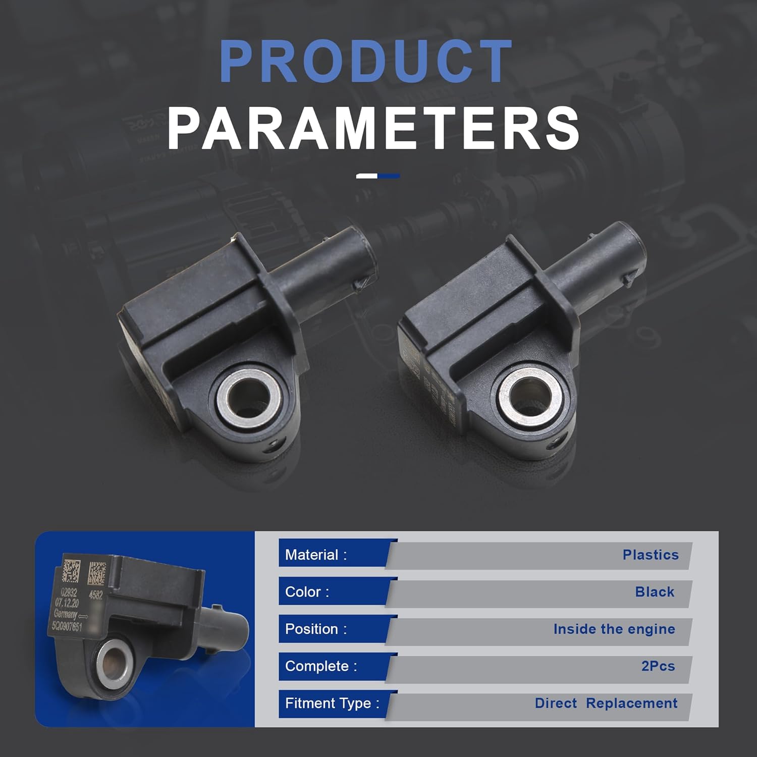 5Q0907651 Front Acceleration Sensor Compatible with VW Golf Jetta Tiguan Passat T-ROC Arteon Audi Q3 Skoda Seat (2Pcs)