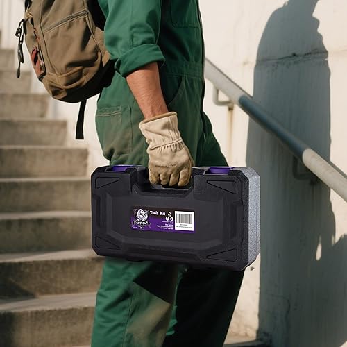 Miniatura 8 de CARTMAN Juego de herramientas para el hogar de 126 piezas, herramientas manuales básicas para el hogar con estuche de almacenamiento, color morado