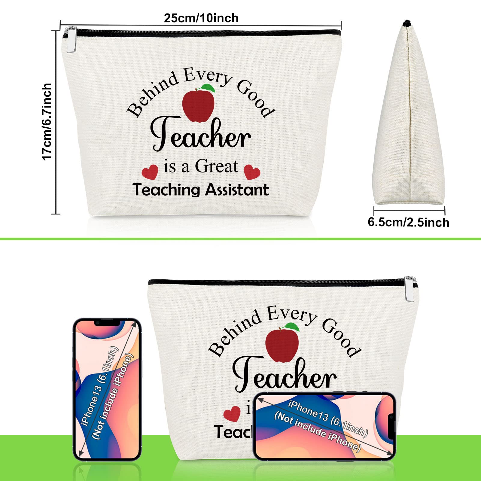 Teacher Assistant Gifts for Women Makeup Bag Ta Gifts Thank You Teacher Assistant Gifts Appreciation Gift for Teacher Friend Cosmetic Pouch Retirement Teachers Day Graduation Gifts for para Teacher - Image 3