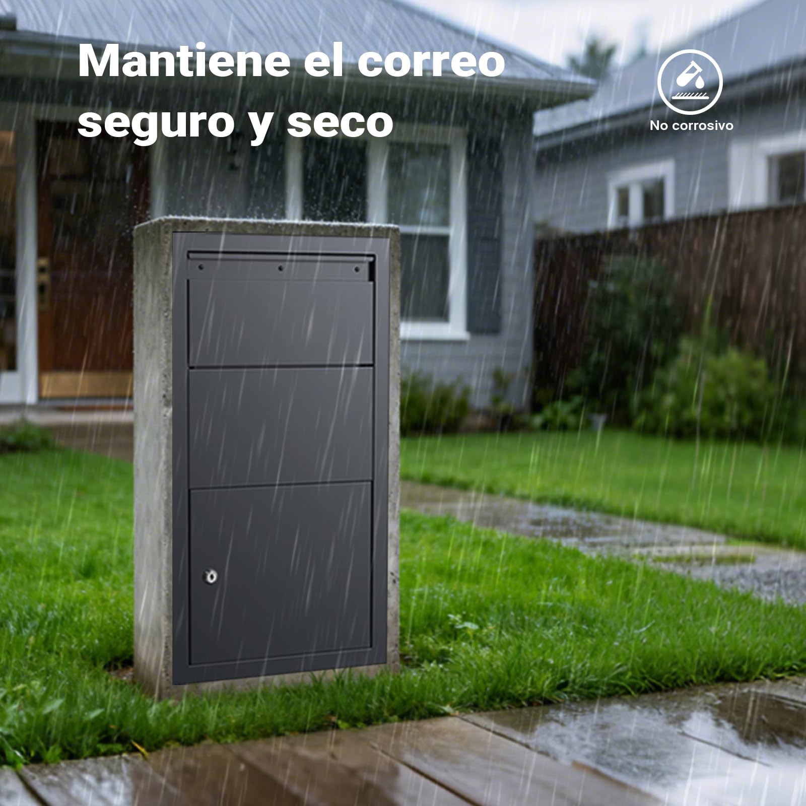 Buzón para paquetes antracita montaje en pared paquetería acero cerrable exterior empotrable casa