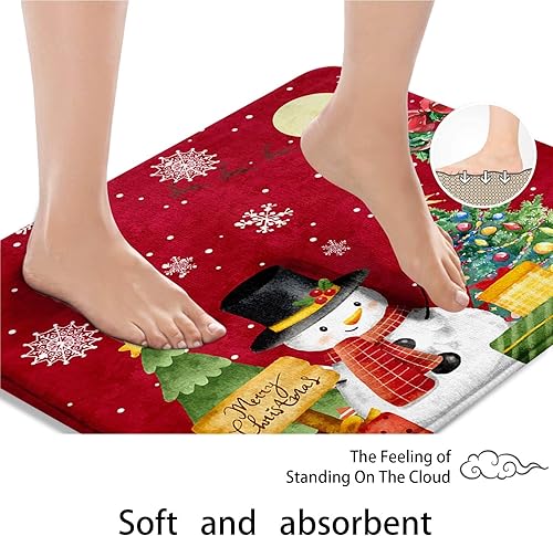 Miniatura 7 de ArtSocket Juego de baño con cortina de ducha y alfombras y accesorios, juego de cortinas de ducha con rayas de árbol rojo, cortinas de ducha