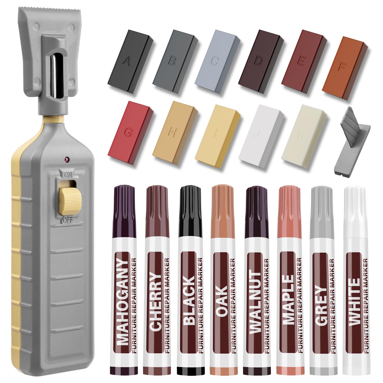 Vinyl Floor Repair Kit with Heat Pen - 11 Colors Laminate Wood Floor Repair Kit Touch Up Marker Hard Wax Linoleum Repair Kit Restore Any Scratches, Stains, Cracks, Hole for Floor, Door, Cabinet
