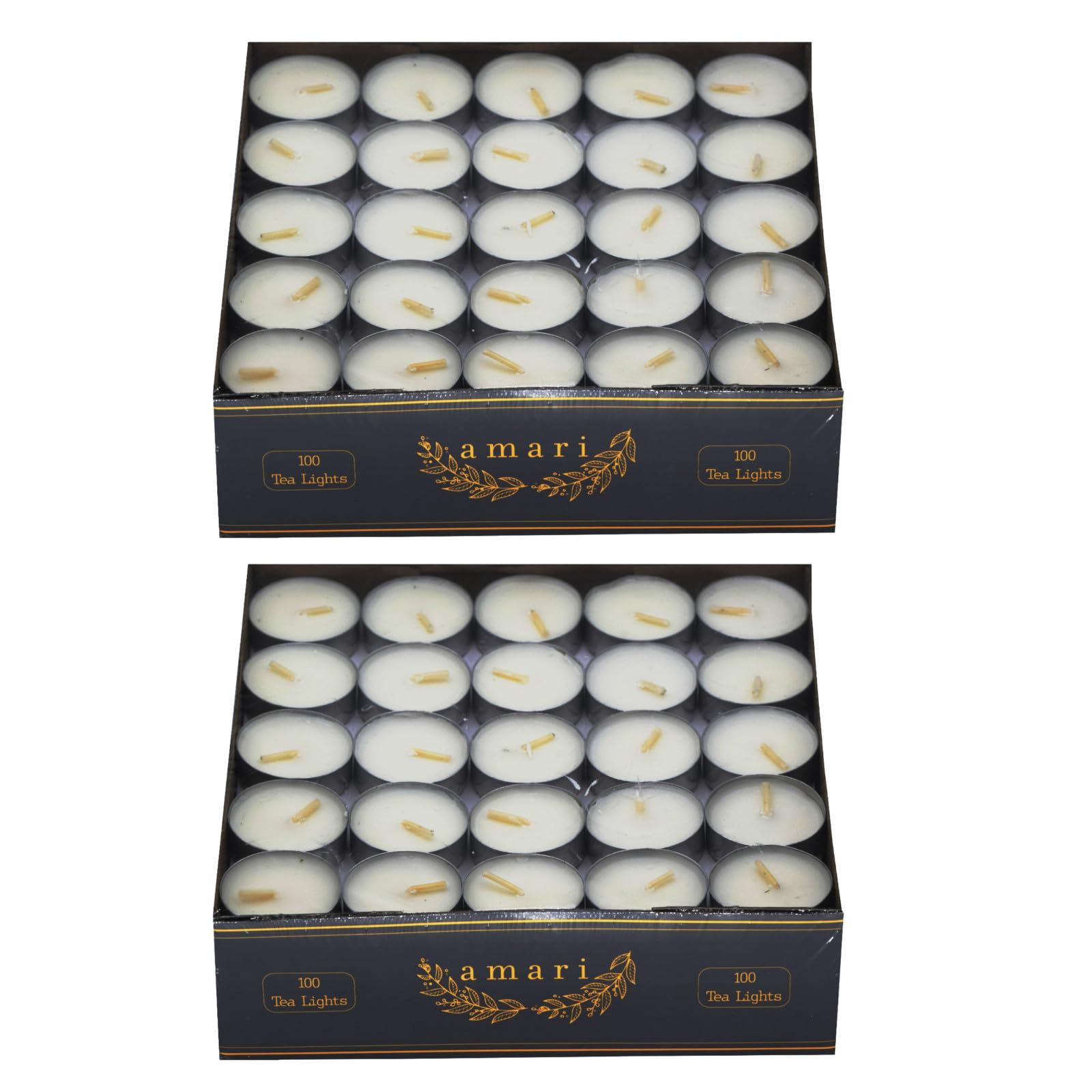 Amari Tealights - Unscented Night Light Vegetable Wax Tea Light Candles - 4 Hr Burn (200)