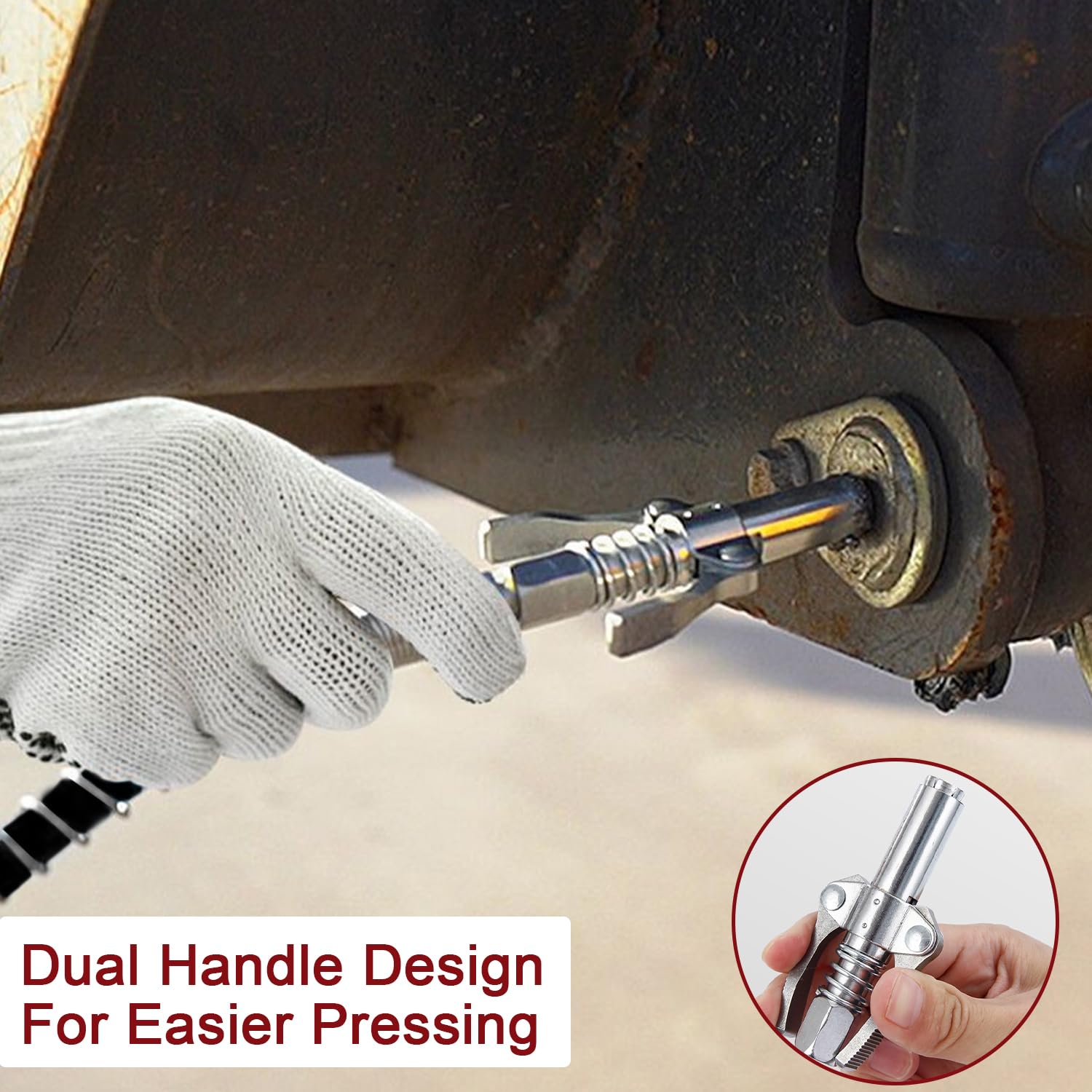GIAK Ingrassatore Manuale Pompa ingrassatrice Pistola Ingrassatore 8000PSI Pistole per Grasso Professionale con Tubo Flessibile Tubo di Estensione in Metallo 6 Pollici,Ugello Appuntito (Rosso)