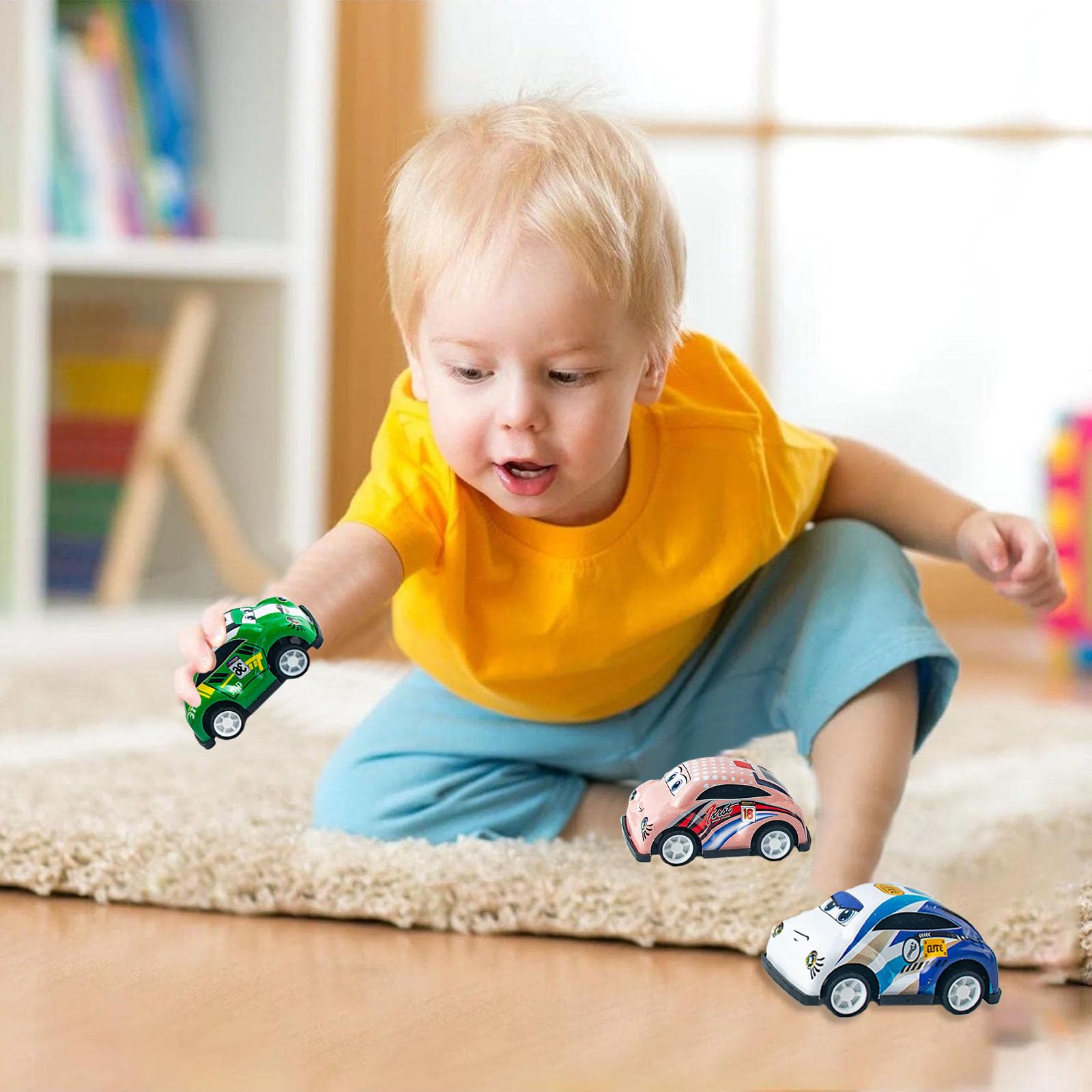 Lot 6 Voitures Pullback Diecast – Cadeau Anniversaire 1-2 Ans – ABS Résistant – Sans Petites Pièces