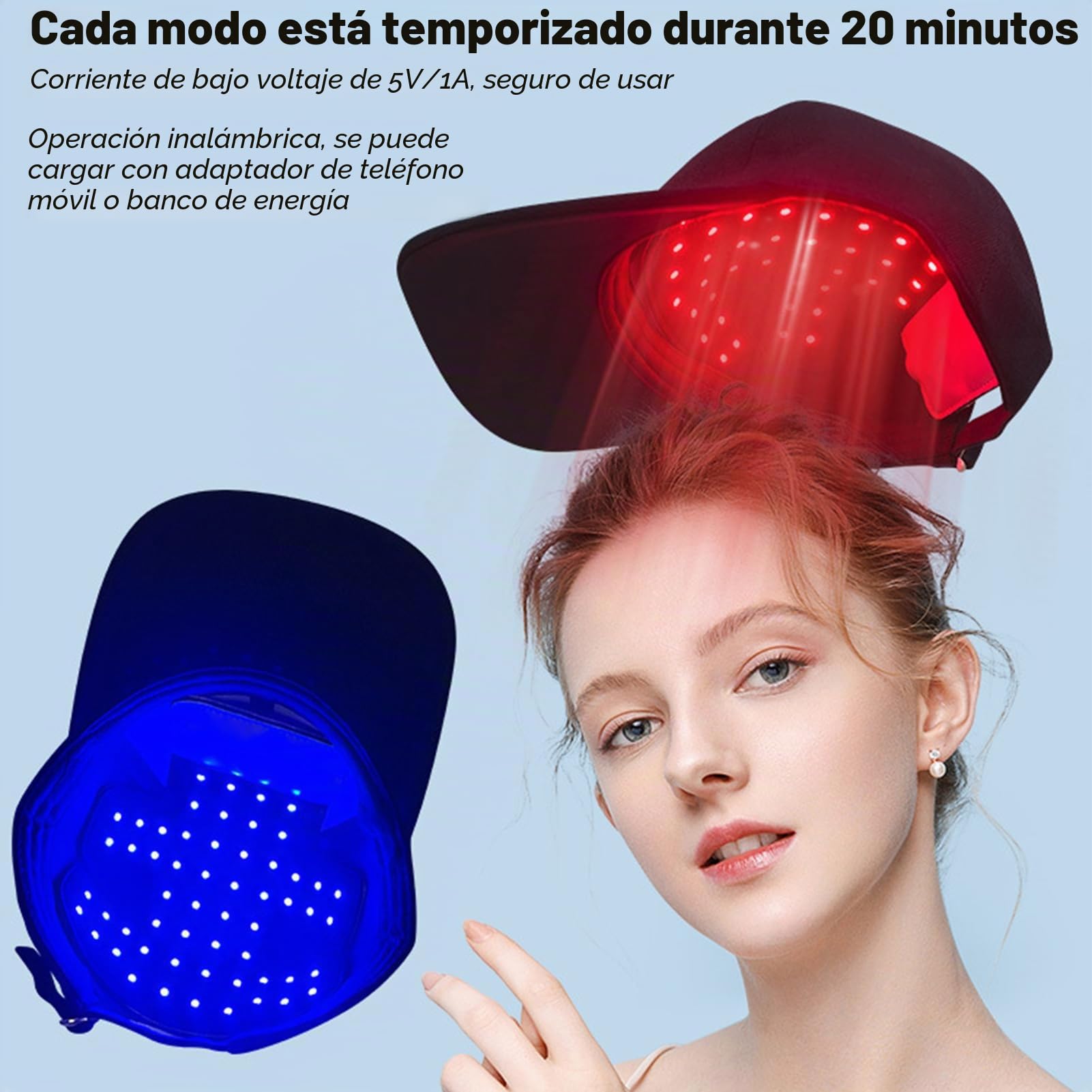 Gorra de crecimiento del cabello LED luz roja infrarroja para alopecia