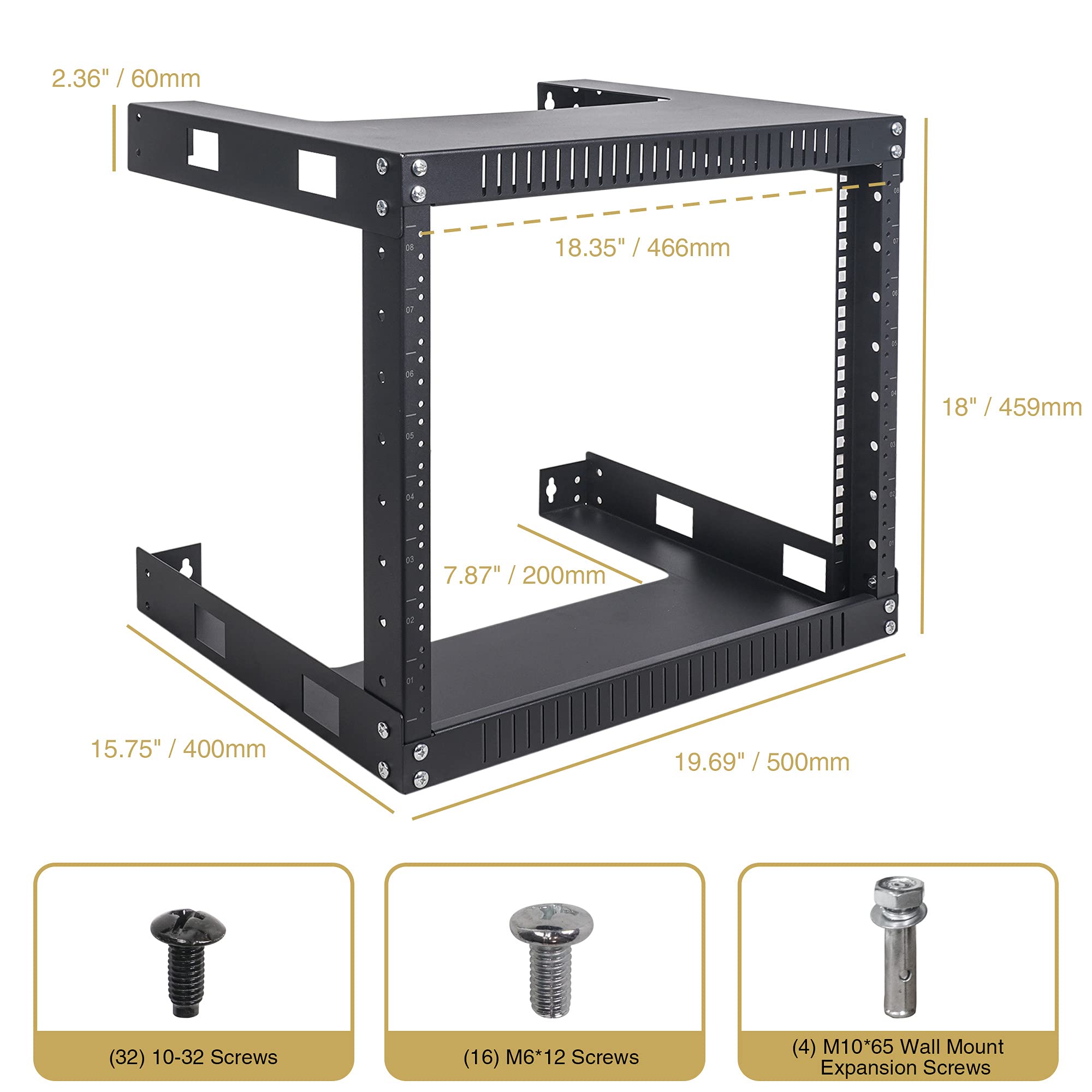 Amazon.com: Sound Town 2-Post 8U Wall Mount Open Frame Rack, 16