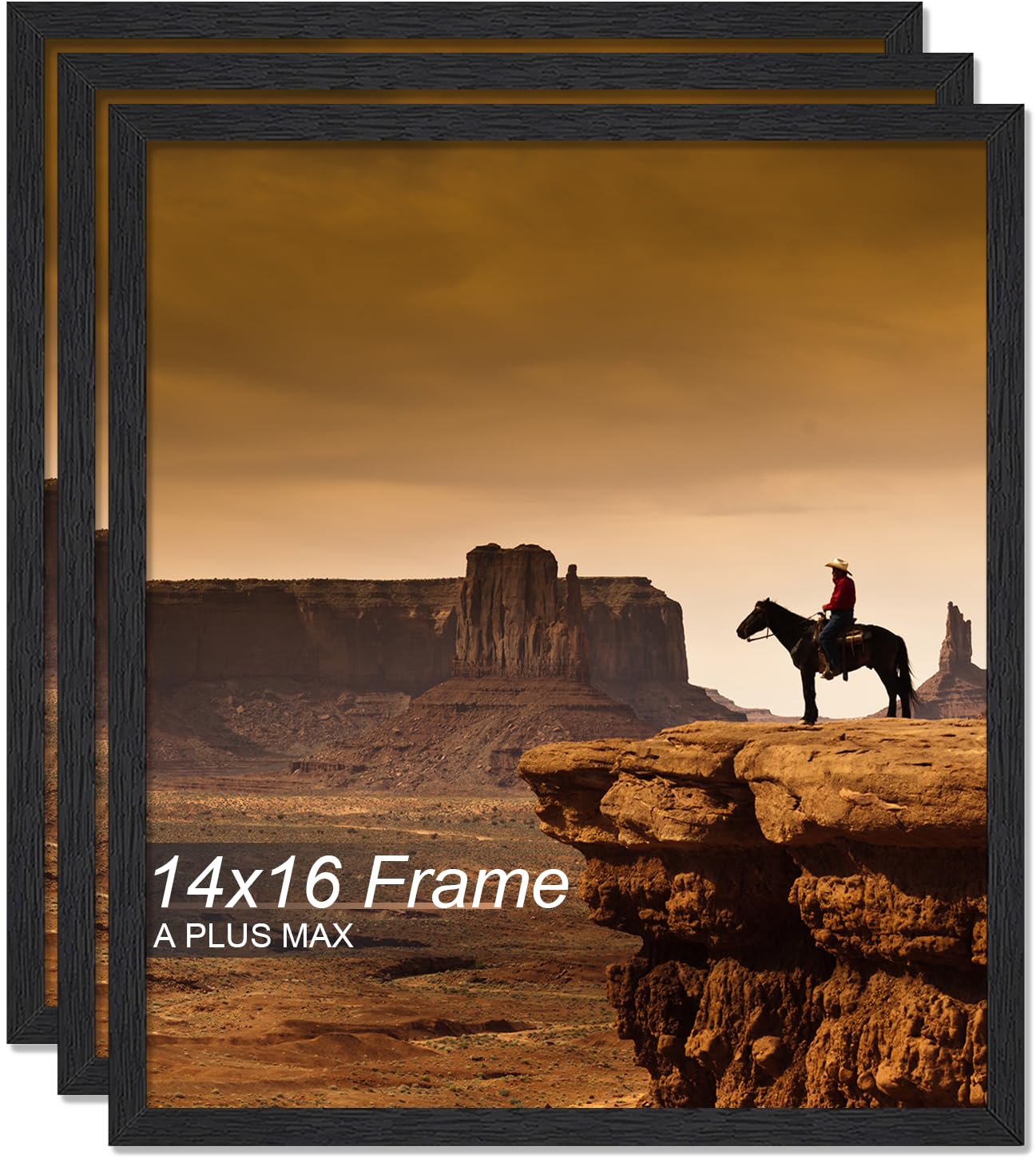 by lassen frame 14センチ A PLUS MAX 14x16 Picture Frame Set of 3, Black Engineered Wood