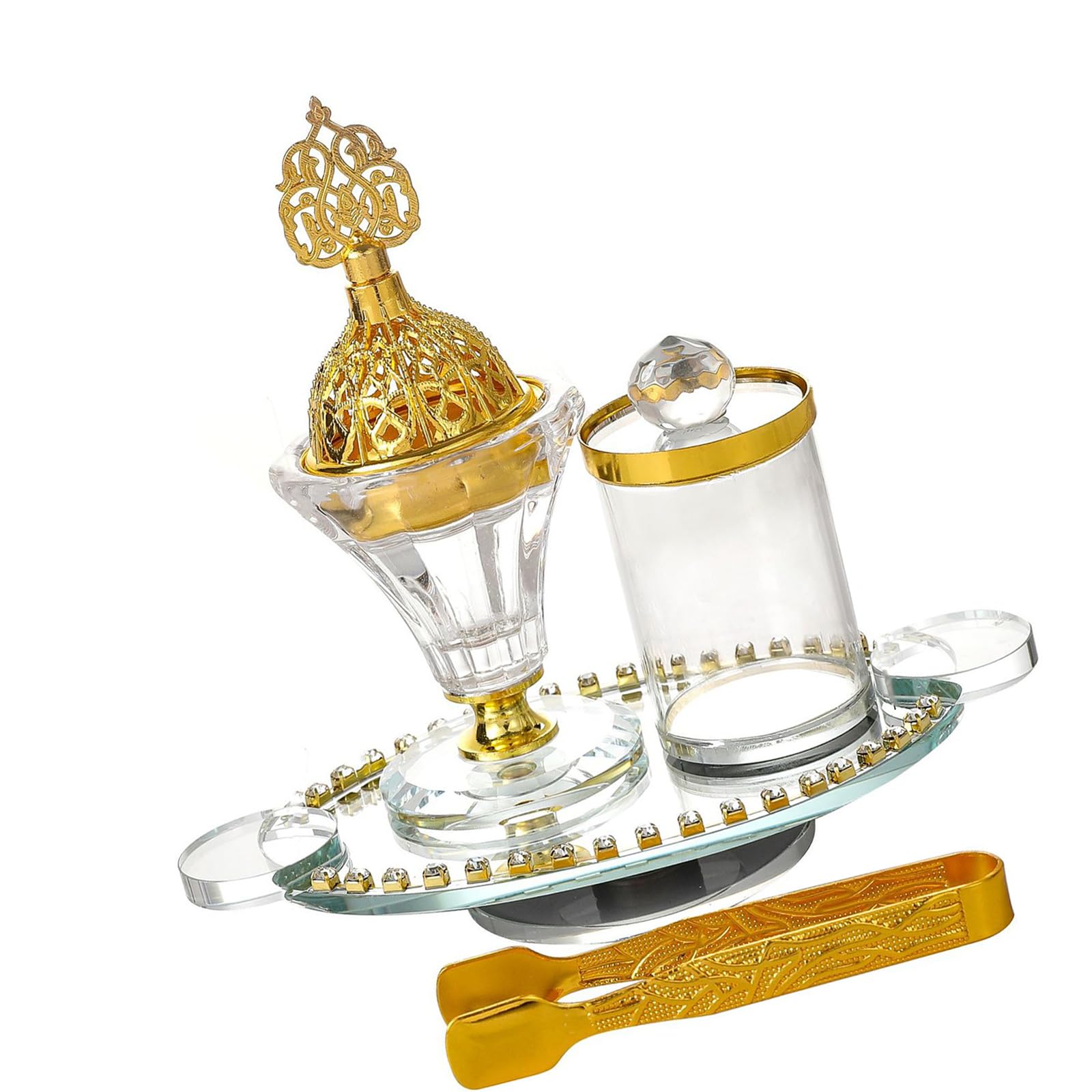 Tsophreniq Rotating Arabic Incenses Burners with Tray for Home Meditations Spa Arabic Styles Table Ornamentation Rotating Tray Incenses Holder