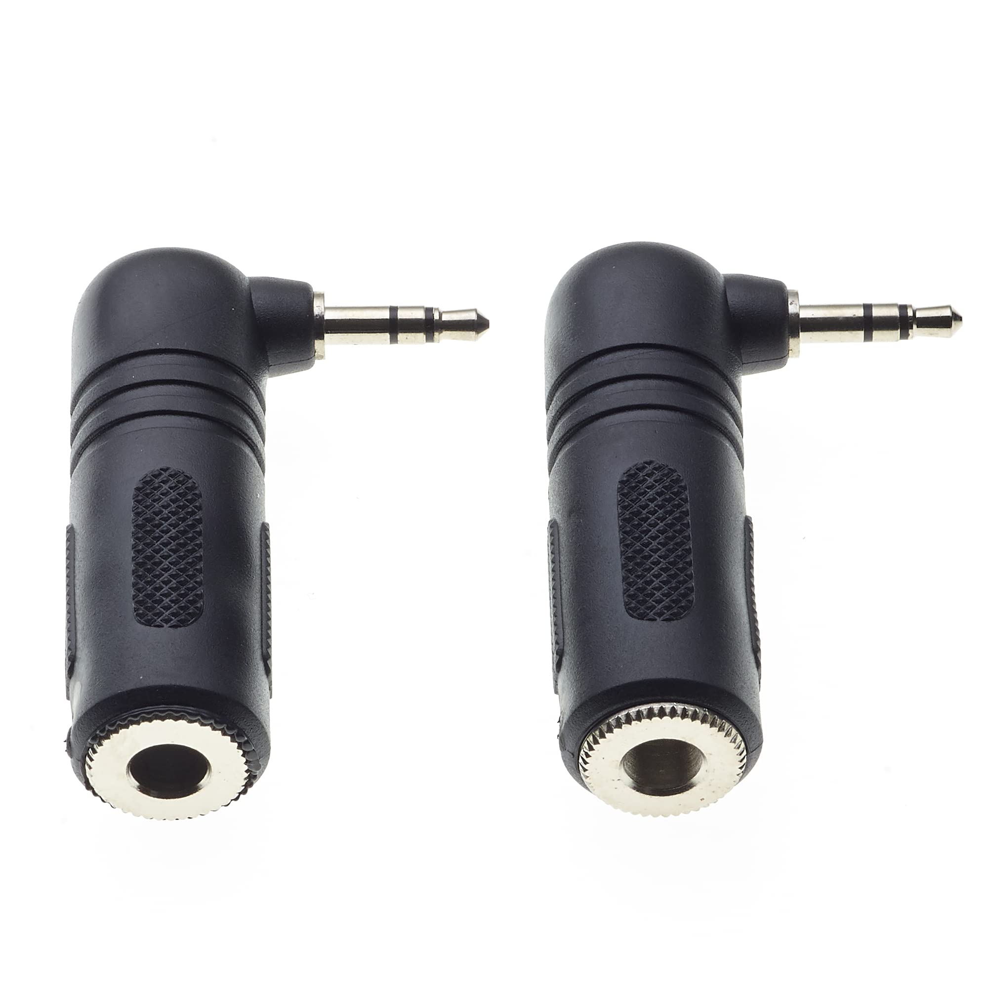 Keple Adattatore audio da 6,35 a 3,5 ad angolo retto, adattatore jack a 90 gradi da 6,35 mm 1/4" pollici stereo femmina a 3,5 mm 1/8" pollici stereo maschio, Confezione da 2