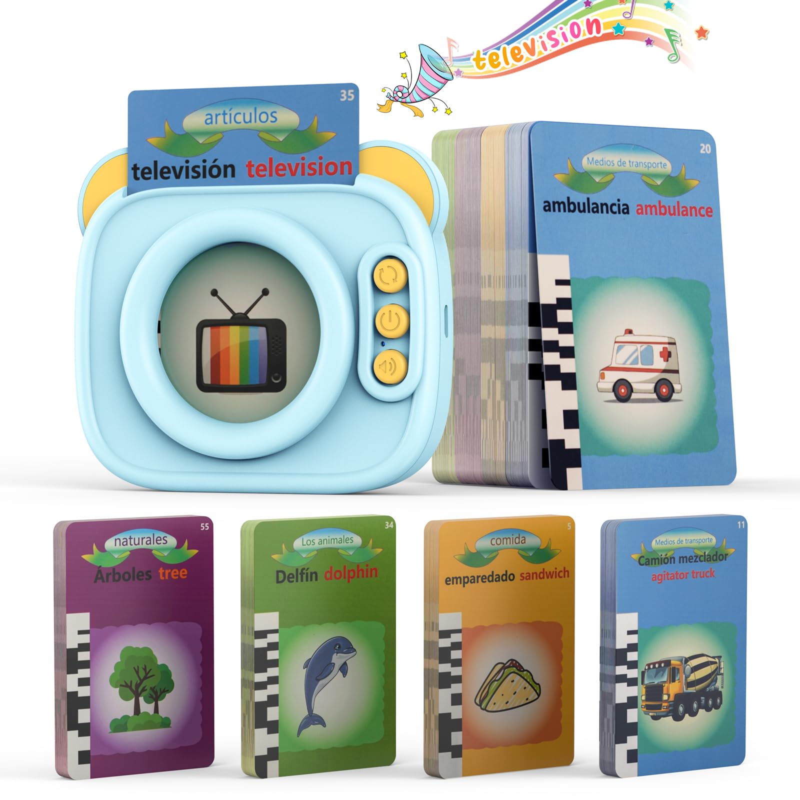 Juguetes Educativos Didácticas para 2-6 Años Niños y Niñas, Aprendizaje de Juguetes Montessori para Juguetes, 224 Palabras Juguetes educativos para el Aprendizaje de Idiomas（Español）