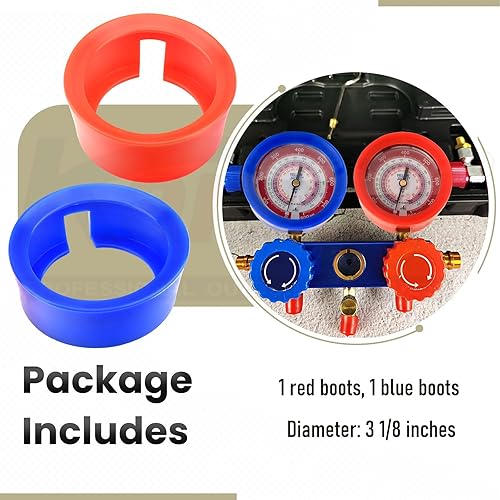 Miniatura 6 de 49190 HVAC Gauge - Cubierta para botas Ye-llow Jacket JB de 3-1/8 pulgadas, cubierta protectora de colector de CA refrigerante (rojo y azul)