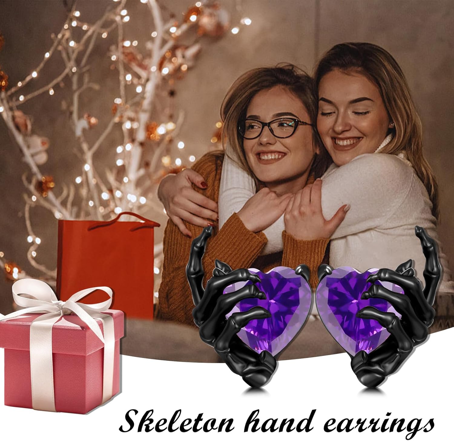 OHAYOO Skeleton Hand Earrings 925 Sterling Silver Skull Earrings Halloween Stud Earrings Gothic Jewelry Gifts for Women Men - Image 6