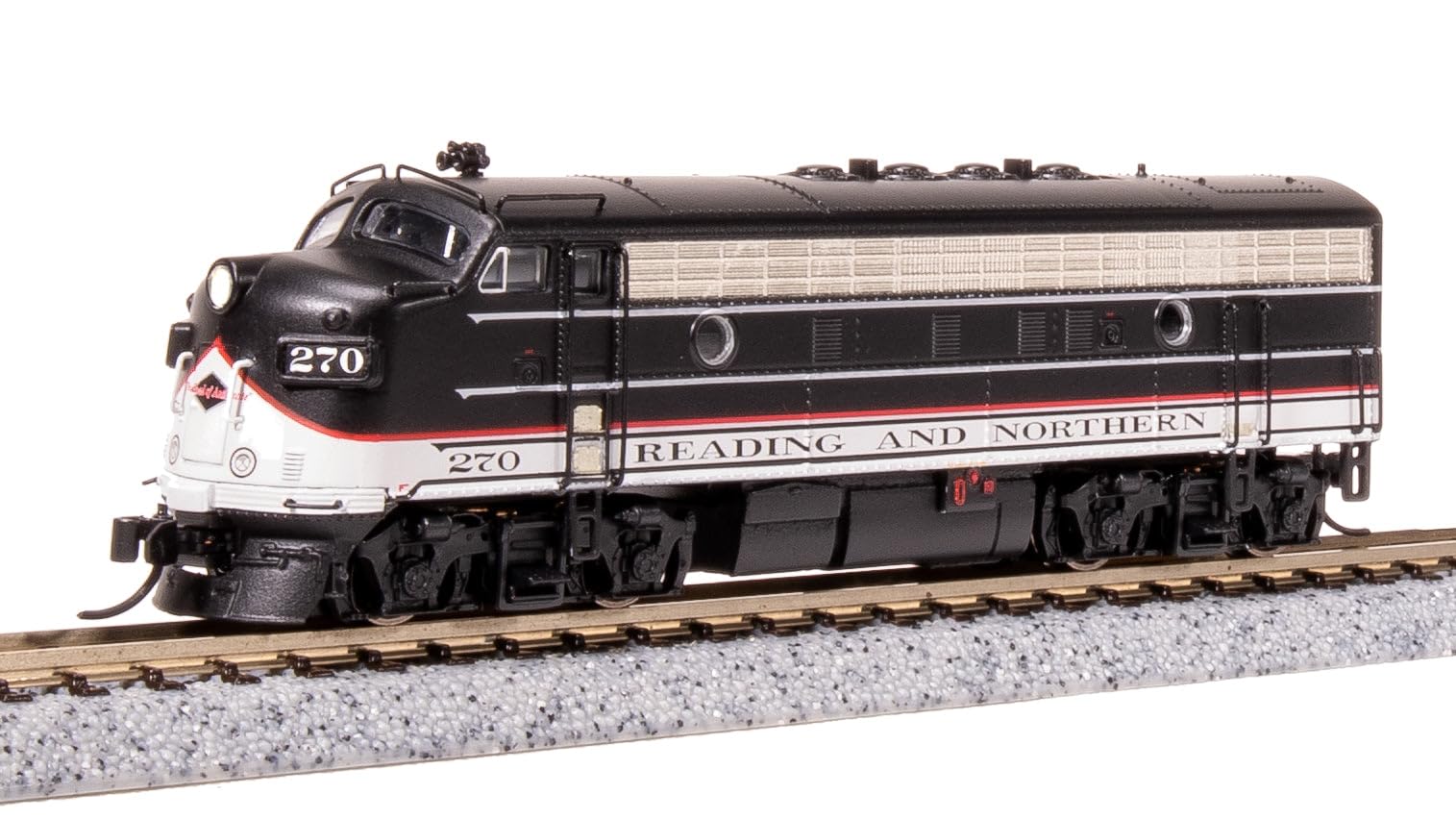 Broadway Limited 7759 EMD F7 AB, RBMN 270/275, Black/Red/White, A-Unit Paragon4 Sound/DC/DCC, Unpowered B, N Scale