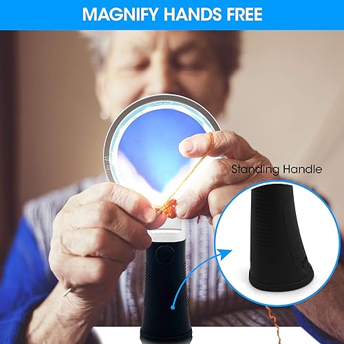 Miniatura 4 de MagniPros See Things Differently Lupa extragrande 4X con 3 luces LED ultra brillantes y lente de zoom 25X, brillo ajustable para leer impresiones