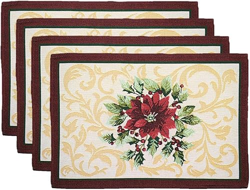 Homvare Manteles individuales navideños para decoración del hogar, resistentes al calor, lavables, 13 x 19 pulgadas, juego de 4 unidades, Pascua