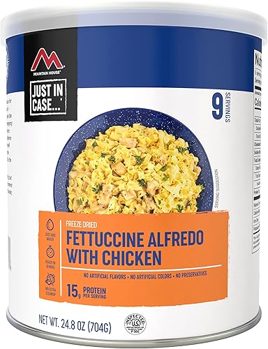 Mountain House Fettuccine Alfredo con pollo #10 Lata  Alimentos de supervivencia liofilizados y de emergencia  9 porciones