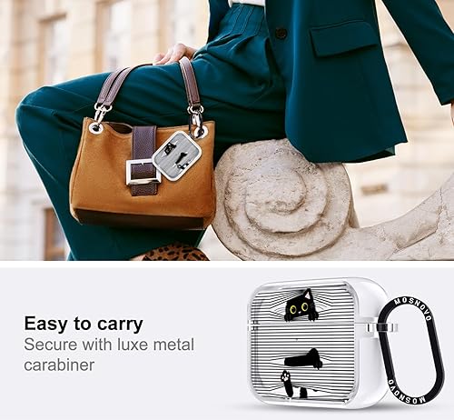 Miniatura 3 de MOSNOVO Funda protectora transparente para AirPods Pro 3, con anillo de metal duro de lujo de doble capa a prueba de golpes, diseñado para AirPods