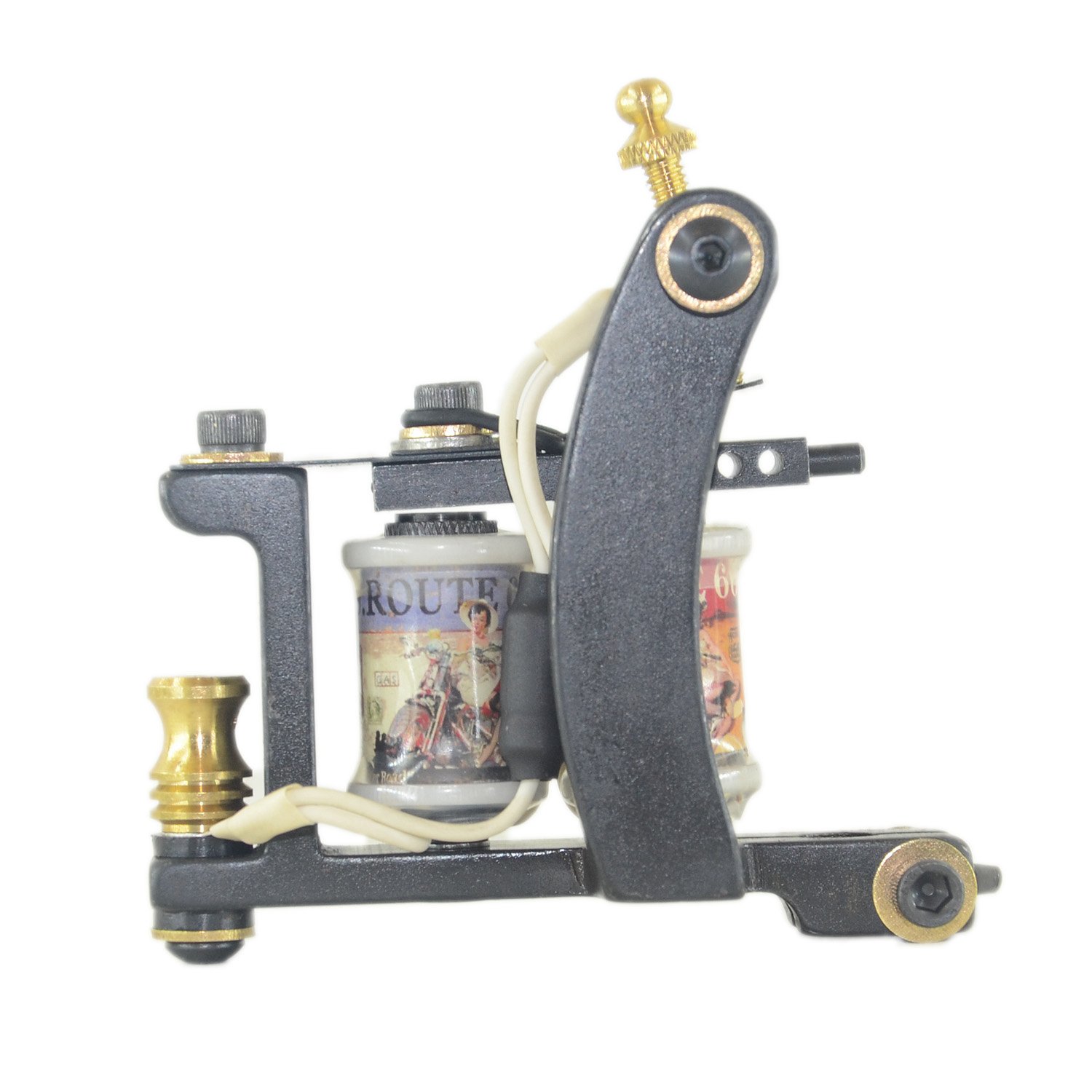 Tattoo Machine Liner 1.25 INCH 24AWG 8Wraps Copper Wire Coil Non Bobbin 22UF 50V Tattoo Gun Coil US 8-32 Thread 1018 Low Carbon Steel Frame TMIOB-07