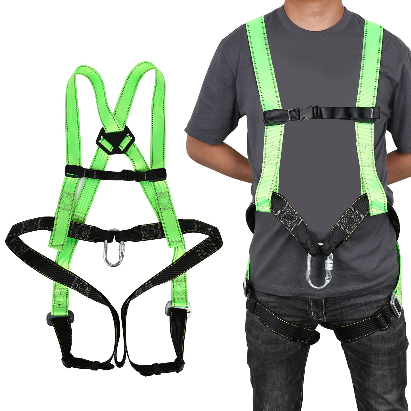 Correa de recogida con mosquetón de rosca, cinturón de seguridad profesional de cuerpo completo, anclaje protección contra caídas, cinturón de escalada, hasta 100 kg