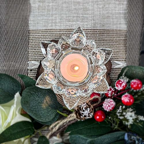Miniatura 7 de Portavelas de Cristal Flor de Loto para Velas de TéCandelabro de Vidrio para Velas de Té Decoración para Navidad, Boda, Fiesta en Casa