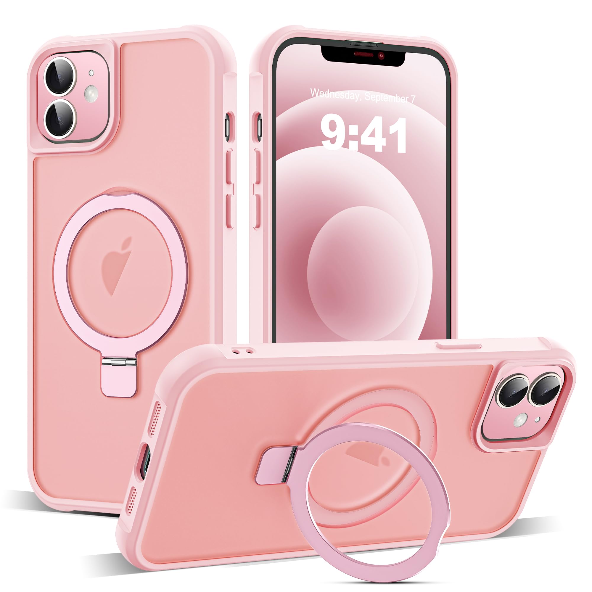 Compatible with iPhone 12/12 Pro Case with Stand,Pink