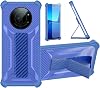 Case Compatible for Sharp Leica Leitz Phone 1 5g Phone Case Stand Cover [with 1 TempeBlue Glass Screen Protector] Hybrid Case [Folding Support Magnetic] [Frosted Anti-Fingerprint] ZJBB-Blue