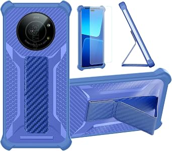 Case Compatible for Sharp Leica Leitz Phone 1 5g Phone Case Stand Cover [with 1* TempeBlue Glass Screen Protector] Hybrid Case [Folding Support Magnetic] [Frosted Anti-Fingerprint] ZJBB-Blue