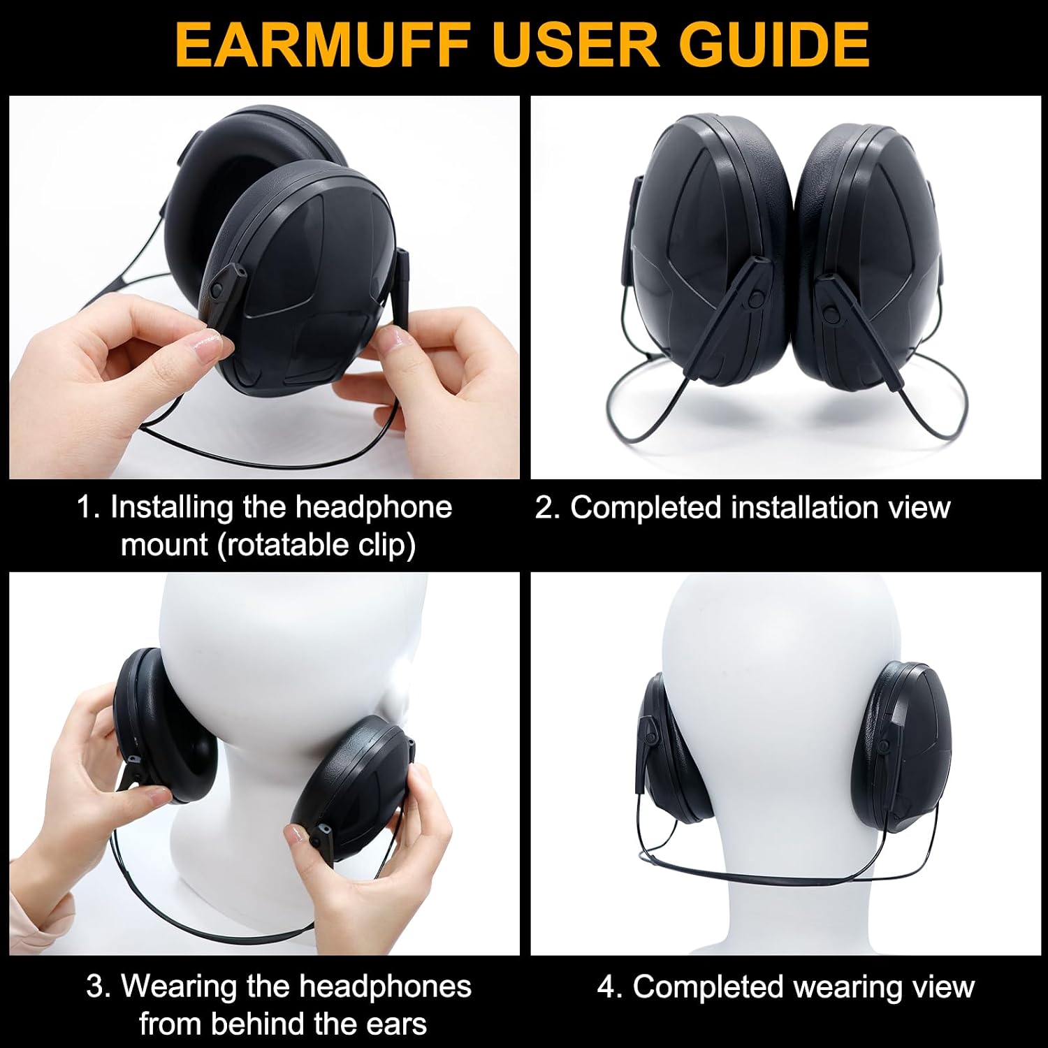 Noise Reduction Safety Earmuff, Ear Protection Ear Muffs Headset Hearing Protector for Shooting