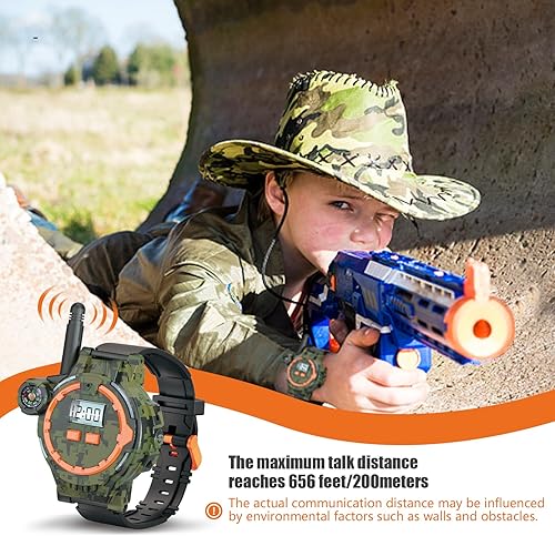 Miniatura 2 de Walkie Talkies recargables para niños, radio bidireccional Walky Talky con linterna para niños de largo alcance, paquete de 2 interfonos de juguete