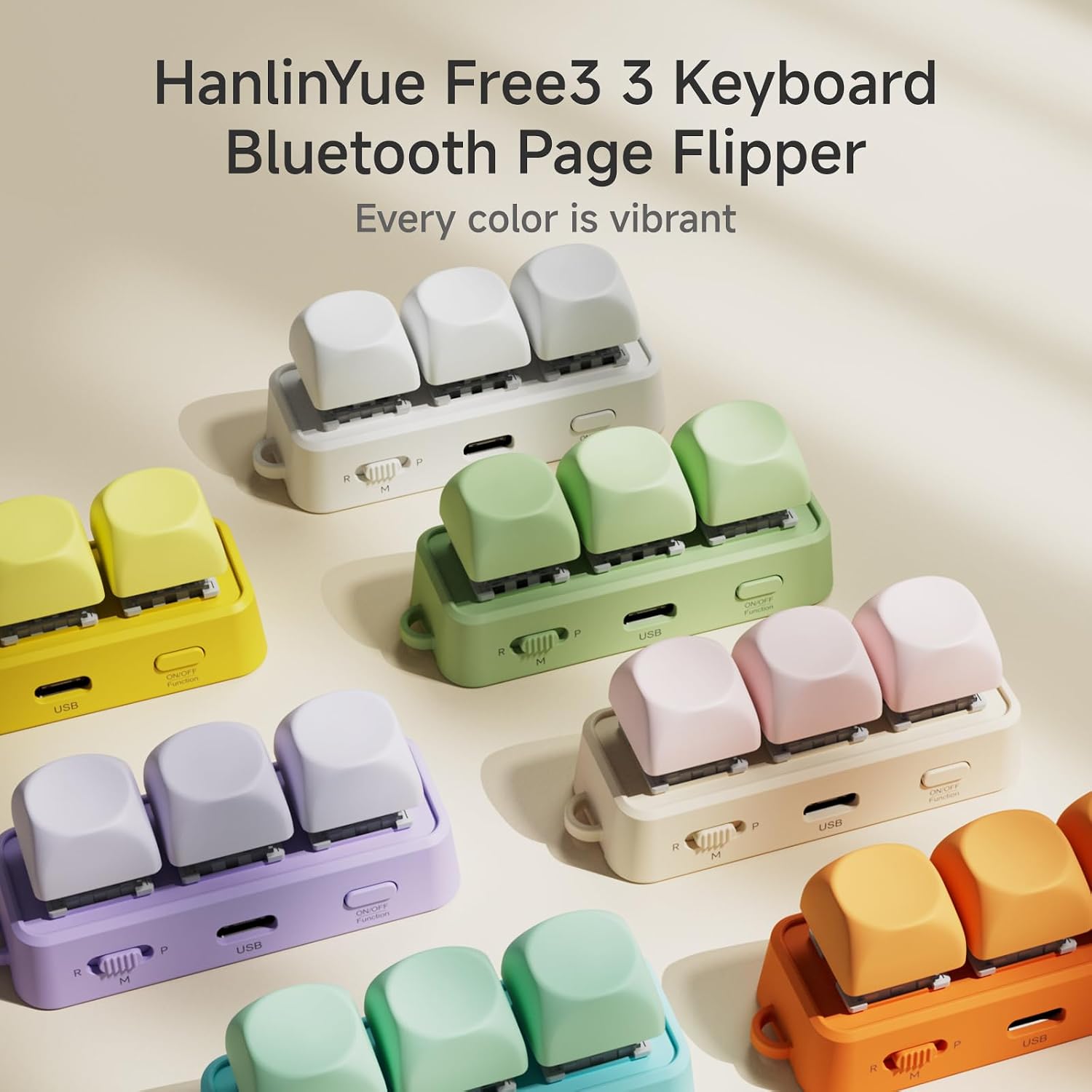 Free3 Bluetooth Keypad Page Flipper | Bluetooth Page Turnner, Built in Non Removable Lithium ion Battery, Excluding Button Battery (Purple)
