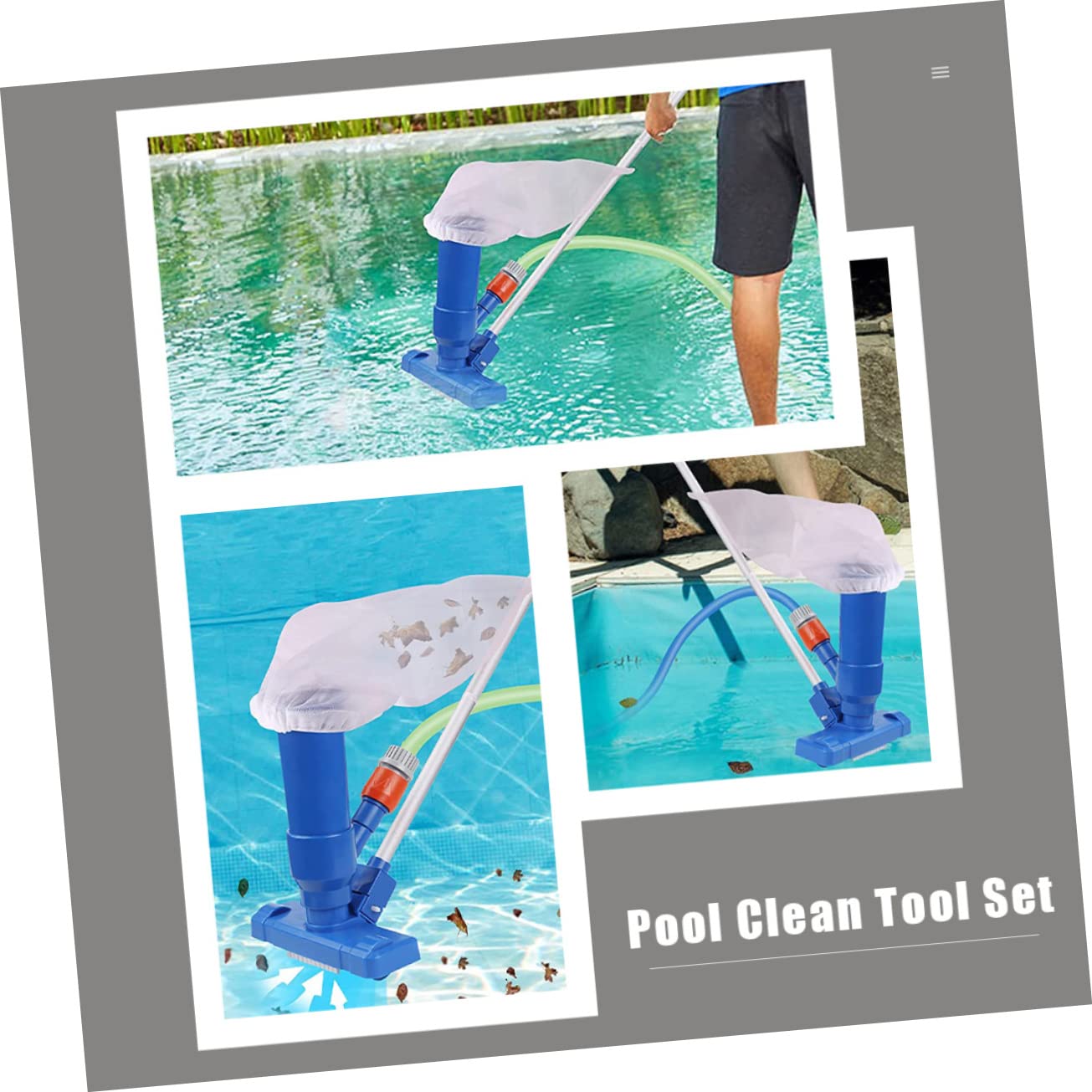 Épuisette de Nettoyage de Piscine 1 Set Bleu Plastique Aluminium