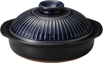 Ginpo Pottery Chrysanthemum Flower Earthenware Banko Ware No. 8 / Lapis/For 2/3 People "Next Generation Earthenpot That Will Decorate Your Table" Stylish Open Fire Ruri Blue