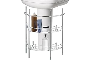 MyGift Chrome Plated Under-Sink Rack with Storage Shelves and Towel Bar
