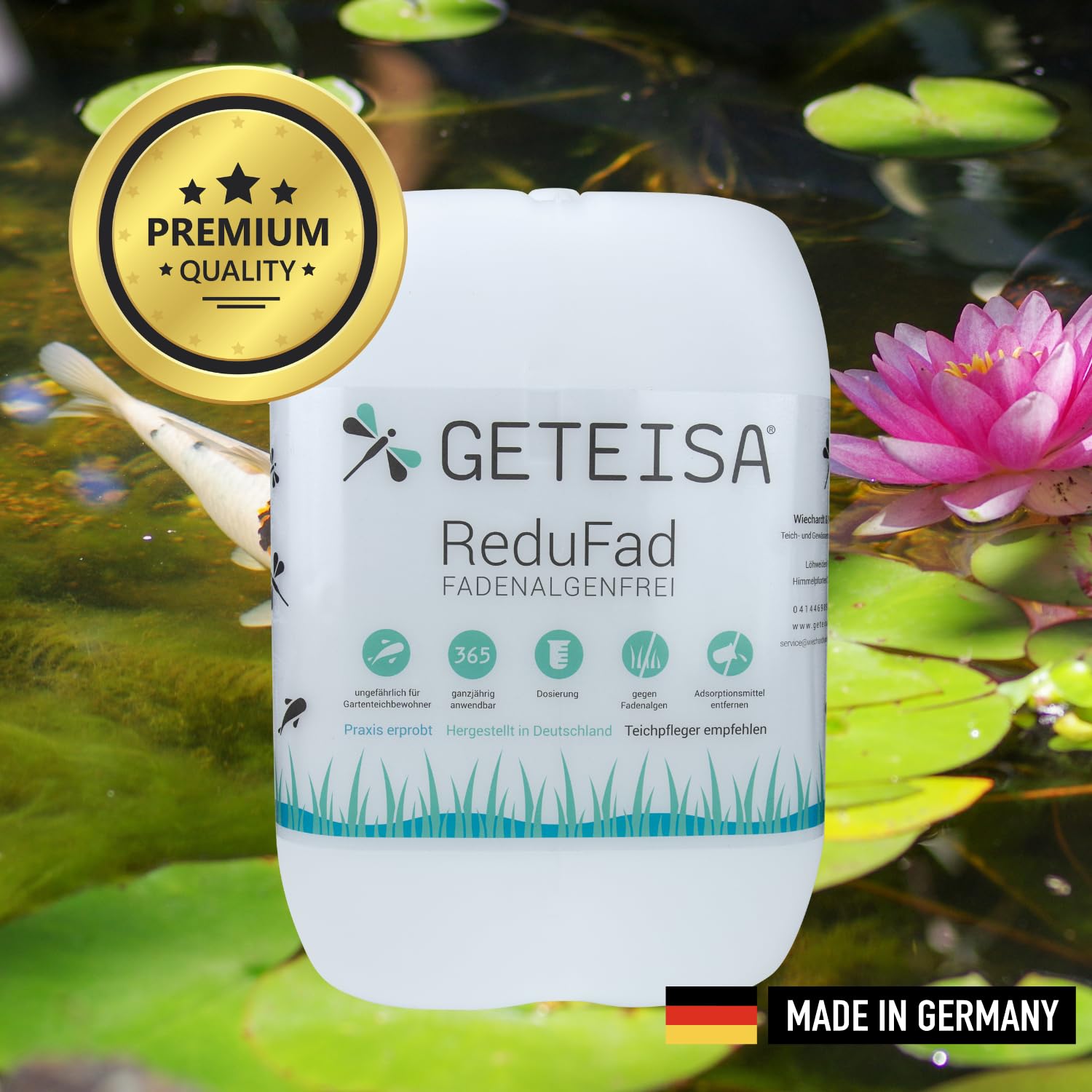 ReduFad 5kg - Hochwirksamer Fadenalgenvernichter für Teiche, Gartenteiche und Koiteiche - Dauerhafte Algenbekämpfung und Nährstoffentzug, Naturnahe Formel, Made in Germany