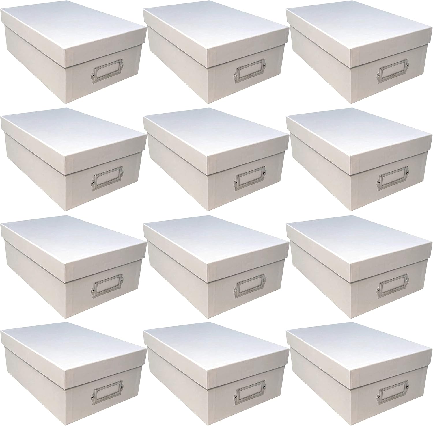 Simply Tidy White Memory Box - Store and Organize Photos, Keepsakes, DVD and CDs, Acid Free - Bulk 12 Pack