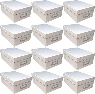 Simply Tidy White Memory Box - Store and Organize Photos, Keepsakes, DVD and CDs, Acid Free - Bulk 12 Pack