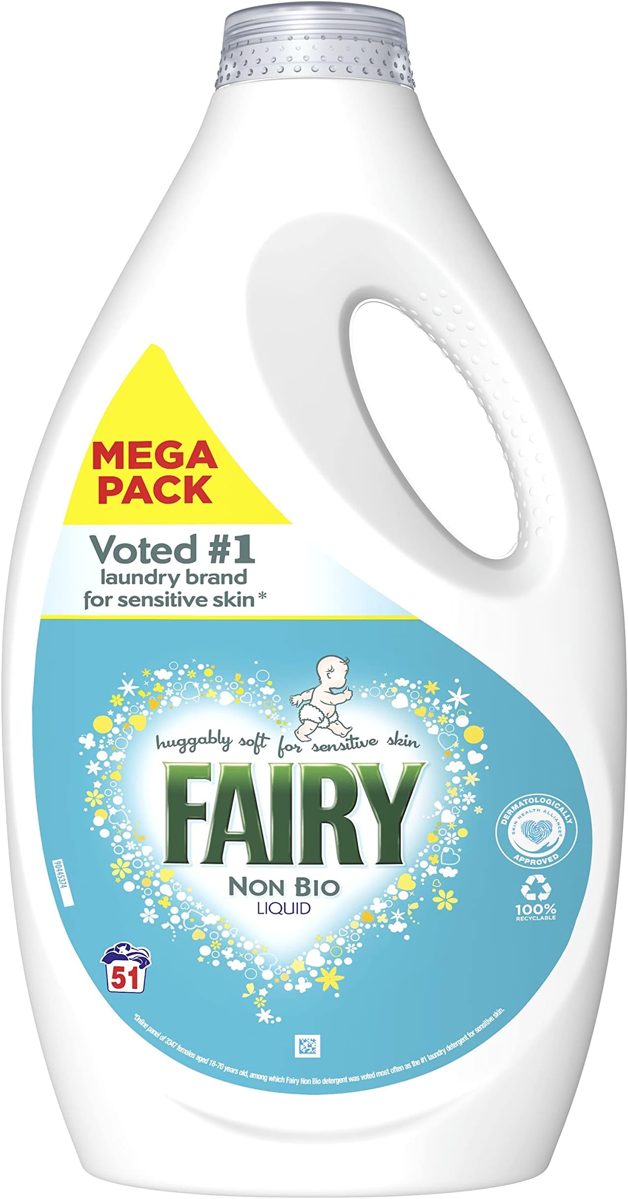 Fairy Non Bio Washing Liquid 1.785l, 51 Washes, Voted #1 For Sensitive Skin