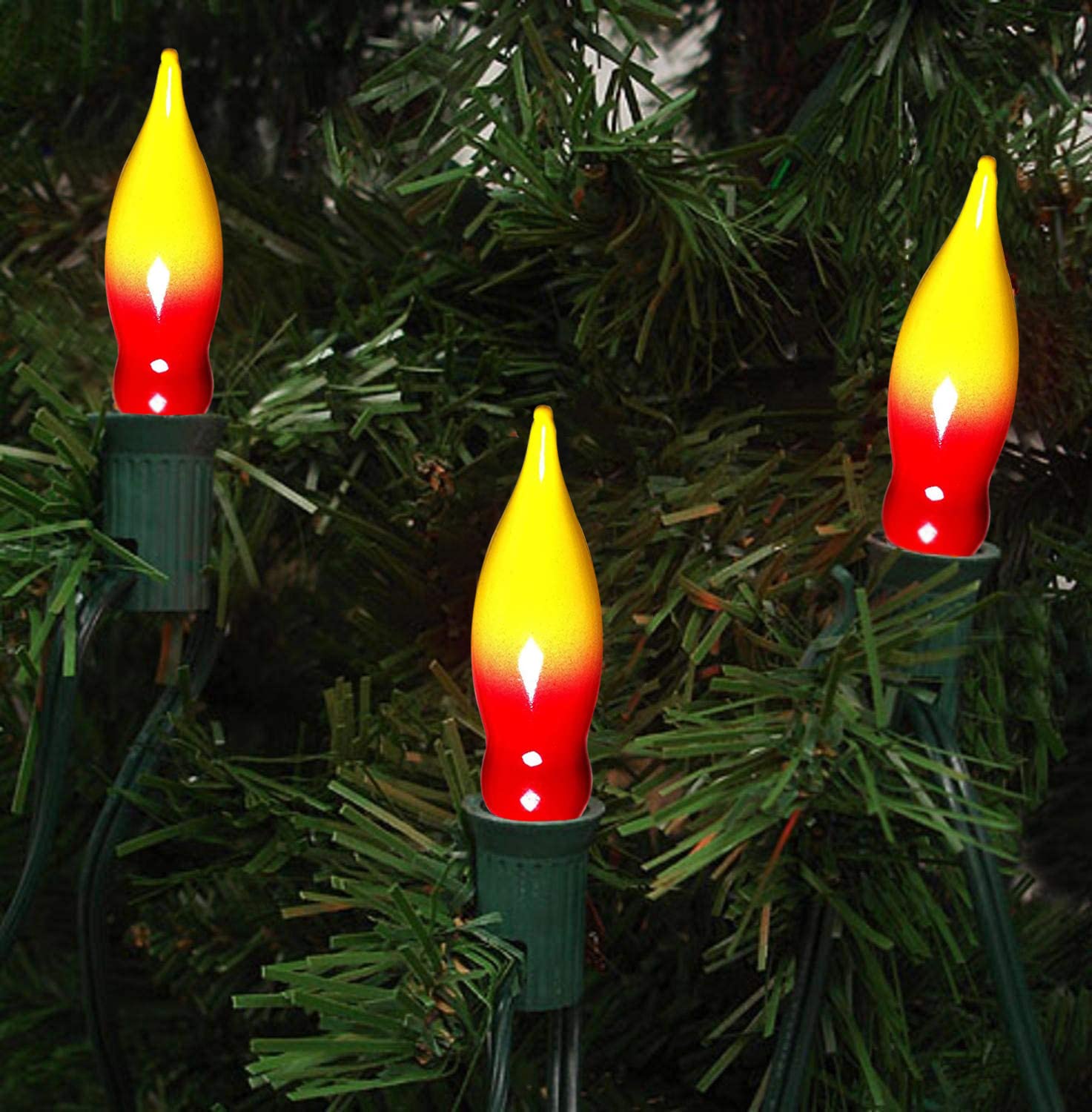 ☺︎　新品　FIMO bulbs デザイナーズライト　12個セット Doratale 12 Pack Christmas Flame Tip Lights Bulb, Red Yellow Flame
